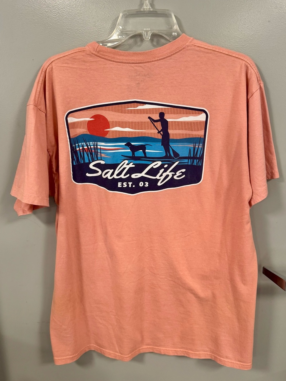 Salt Life Coral Short-Sleeve Tee with Sunset Paddleboard Graphic